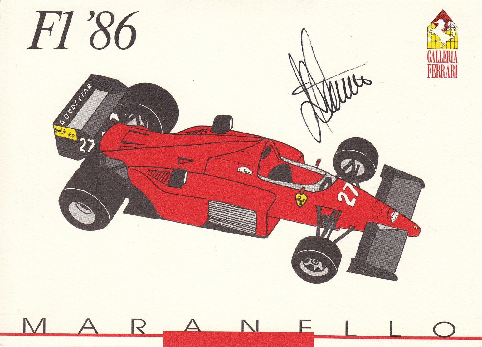 Larger 162mm X 119mm - Ferrari F1 '86 - Autographed By Driver Stefan Johansson - Grand Prix / F1