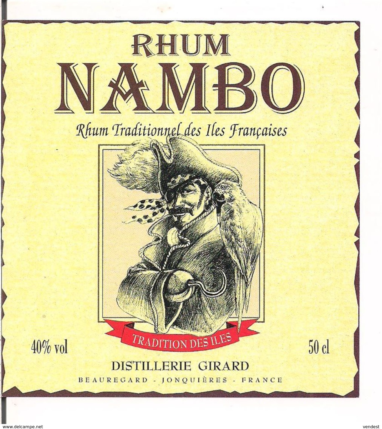 Etiquette  RHUM Nambo - Traditionnel Des Iles Françaises - Distillerie Girard, Jonquières - Thème Pirate - Flibustier - - Rhum