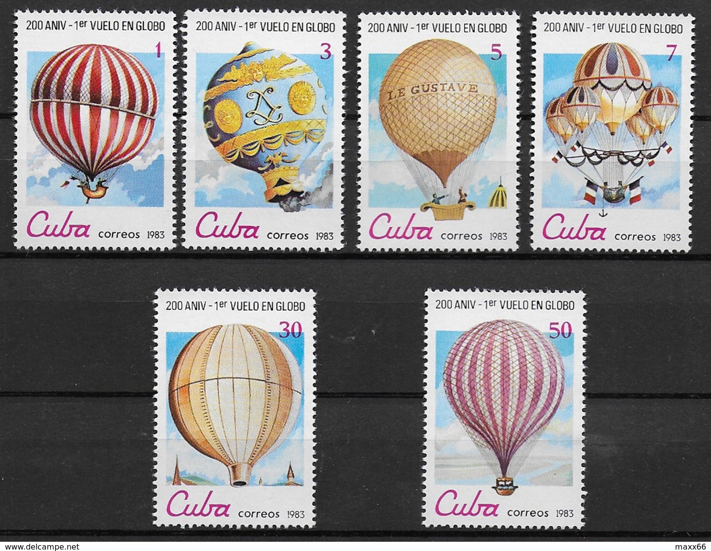 CUBA MNH - 1983 The 200th Anniversary Of Manned Flight - Balloons - Vari ¢ - Michel CU 2725 - 2730 - Nuovi