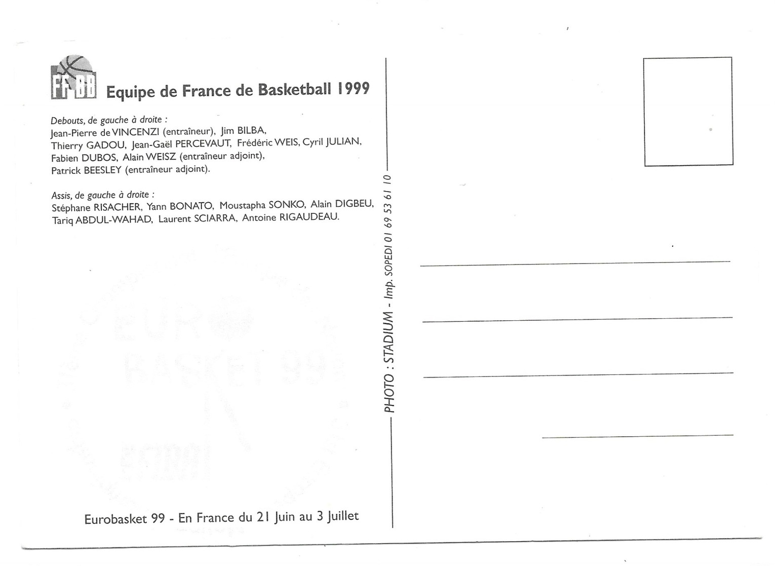Equipe De France De Basketball 1999 - Basket-ball