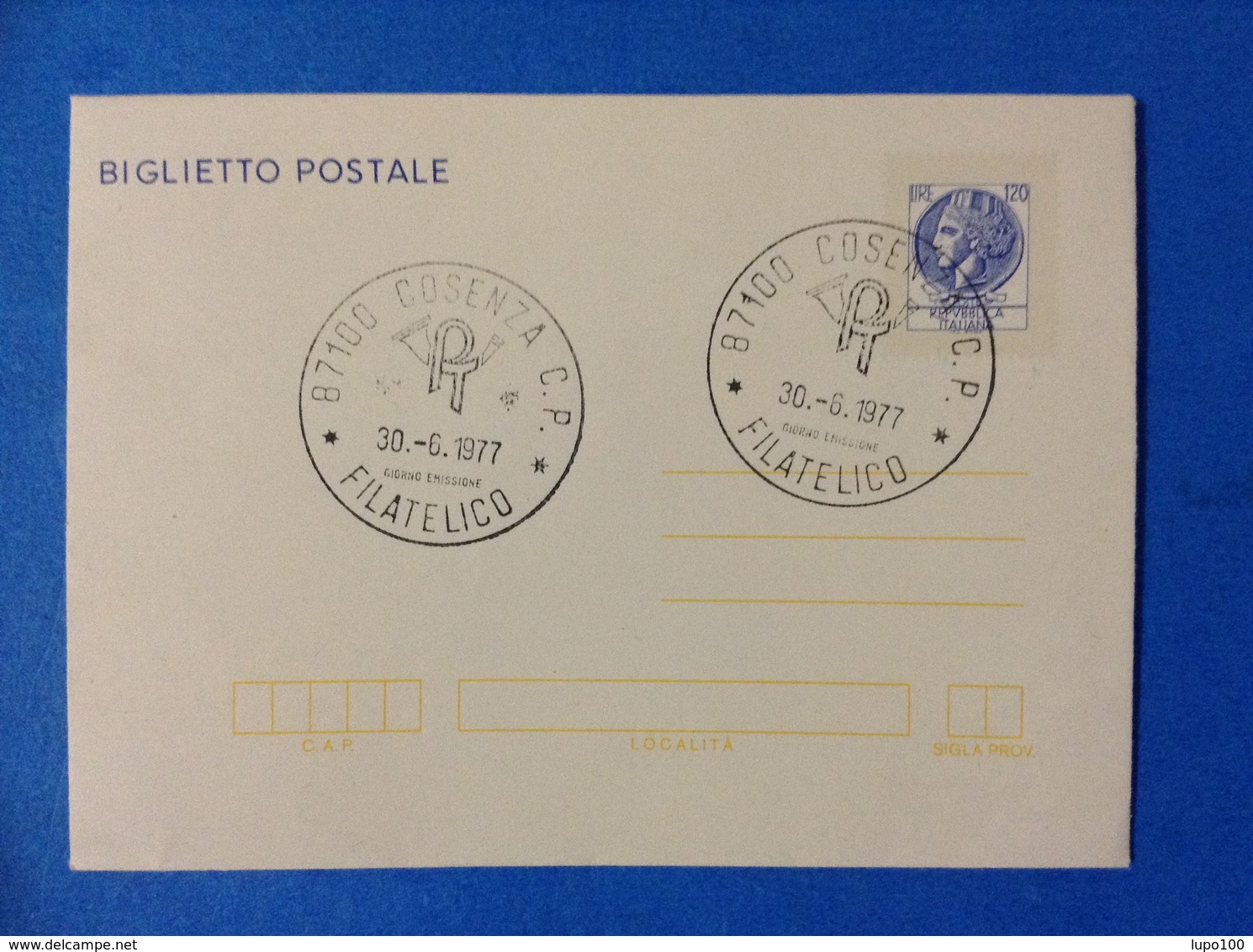 1977 ITALIA BIGLIETTO POSTALE SIRACUSANA 120 LIRE USATO FDC - Stamped Stationery