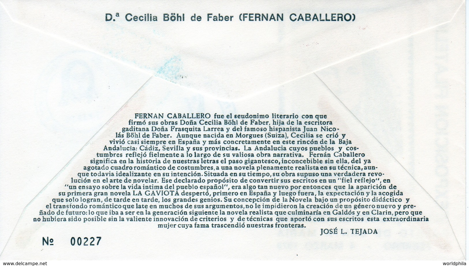Spain / Espagne 1979 CECILIA BÖHL De FABER "FERNAN CABALLERO" Writer - Lettres & Documents