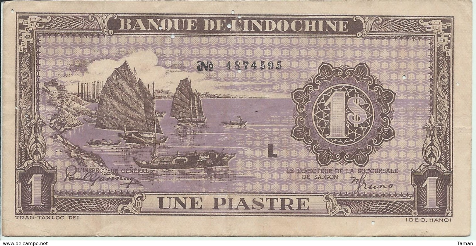 INDOCHINE   1  Piastre   Nd(1942)  -- L -- - Indochine