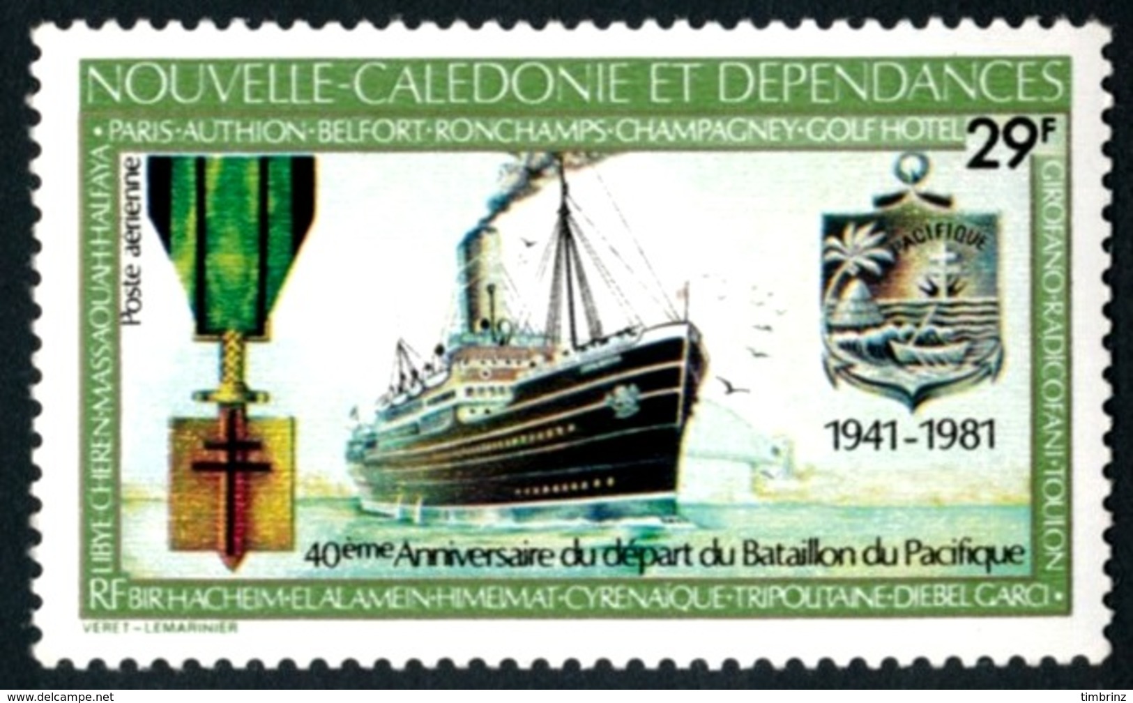 NOUV.-CALEDONIE 1981 - Yv. PA 214 NEUF   Cote= 4,00 EUR - Départ Du Bataillon Du Pacifique  ..Réf.NCE24355 - Ungebraucht