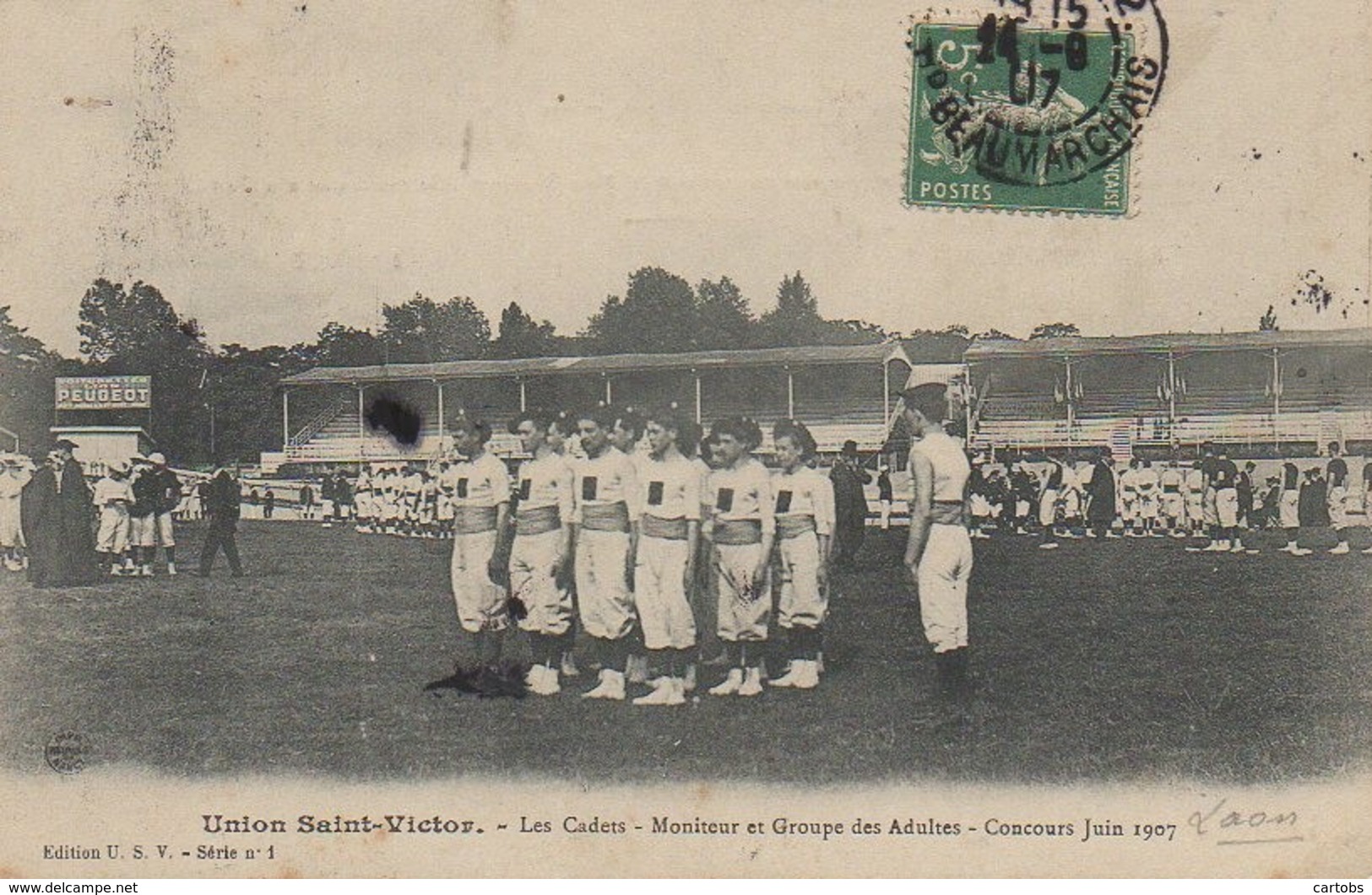 02 LAON Union Saint-Victor Les Cadets -Moniteur Et Groupe Des Adultes - Concours Juin 1907 - Laon