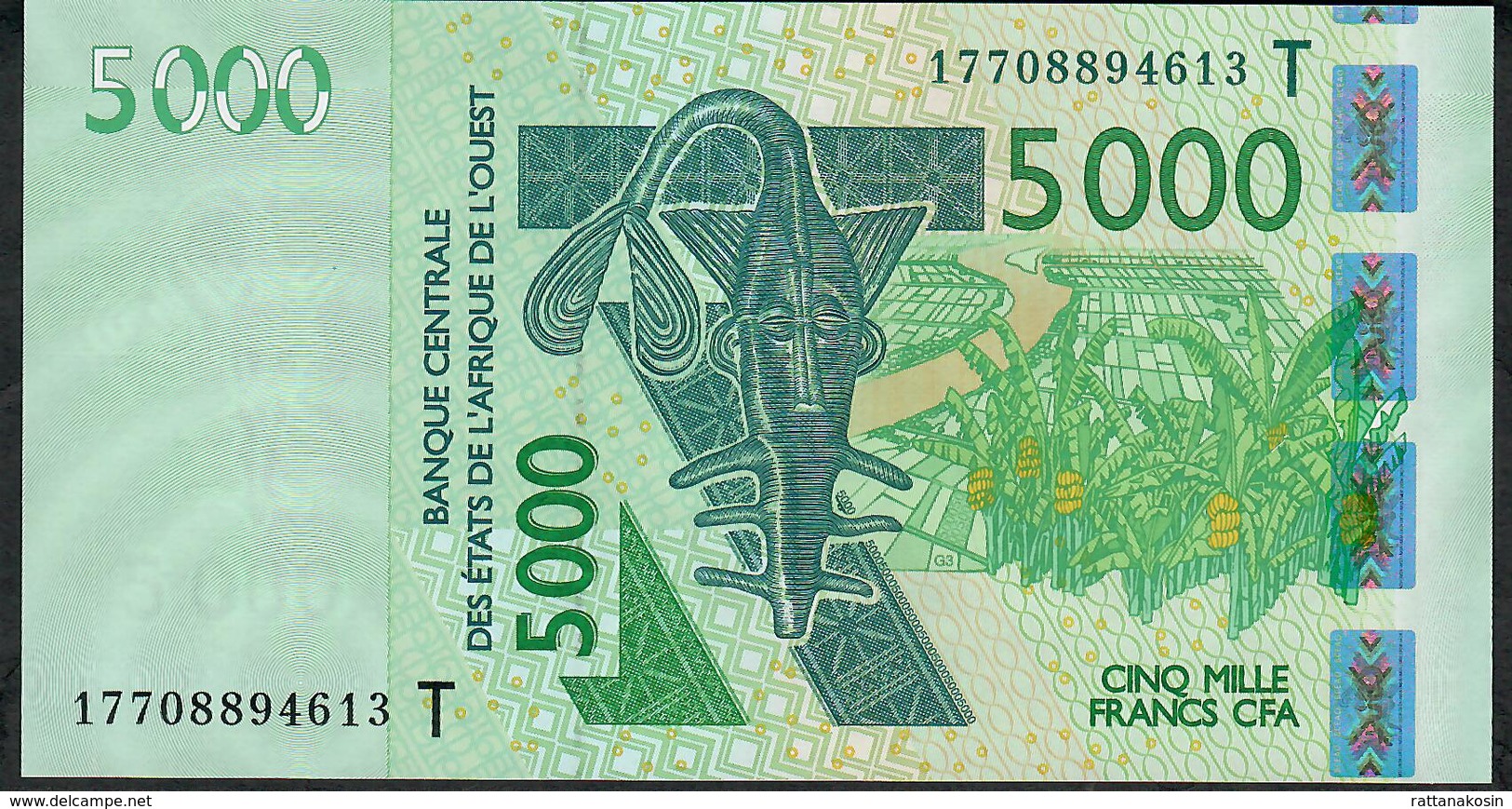 W.A.S. LETTER T TOGO  P817Tq 5000 FRANCS (20)17 2017  UNC. - États D'Afrique De L'Ouest