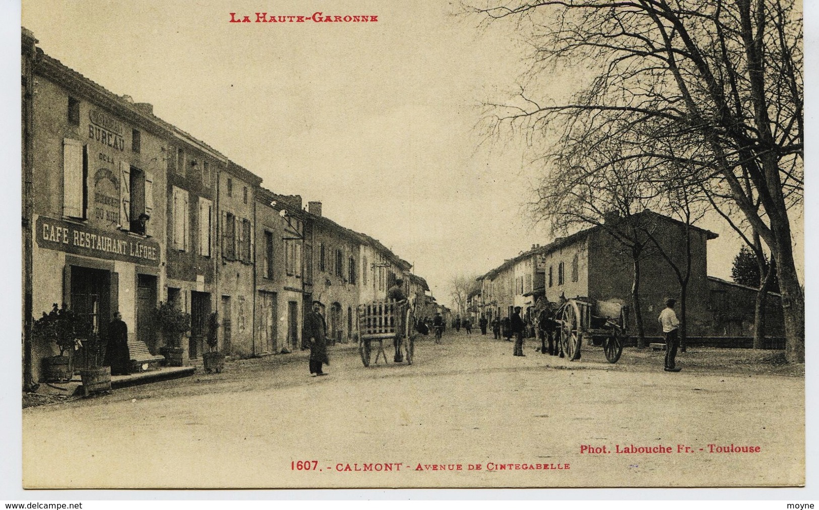 10506 -    CALMONT  :  Avenue De Cintegabelle, Café LAFORE à Gauche  BELLE ANIMATION    Circulée En 1908 - Otros & Sin Clasificación