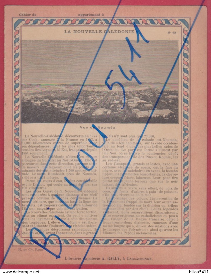 Protége Cahier Ancien La France Coloniale . La Nouvelle-Calédonie. Cartes îles De La Société;île Marquises ; Nouka-Hiva - Protège-cahiers