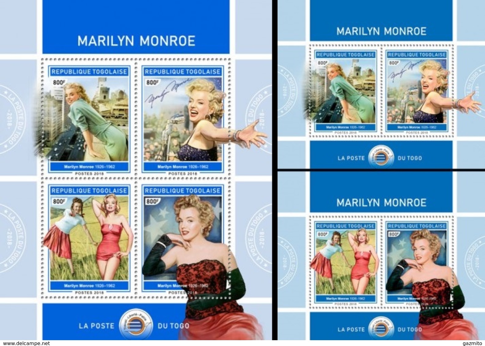 Togo 2018, Cinema, M. Monroe II, 4val In BF+2BF - Togo (1960-...)