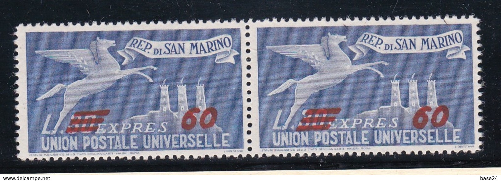 1947 San Marino Saint Marin ESPRESSO SOPRASTAMPATO 2 Valori 60L Su 30L (19) MNH** Express - Timbres Express