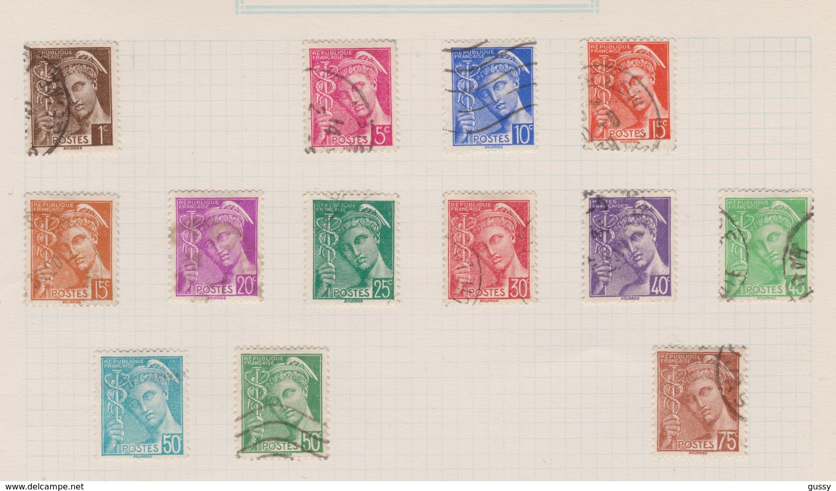 FRANCE 1938-41: Petit Lot De 13 Timbres Du Type 'Mercure',  Oblitérés - Andere & Zonder Classificatie