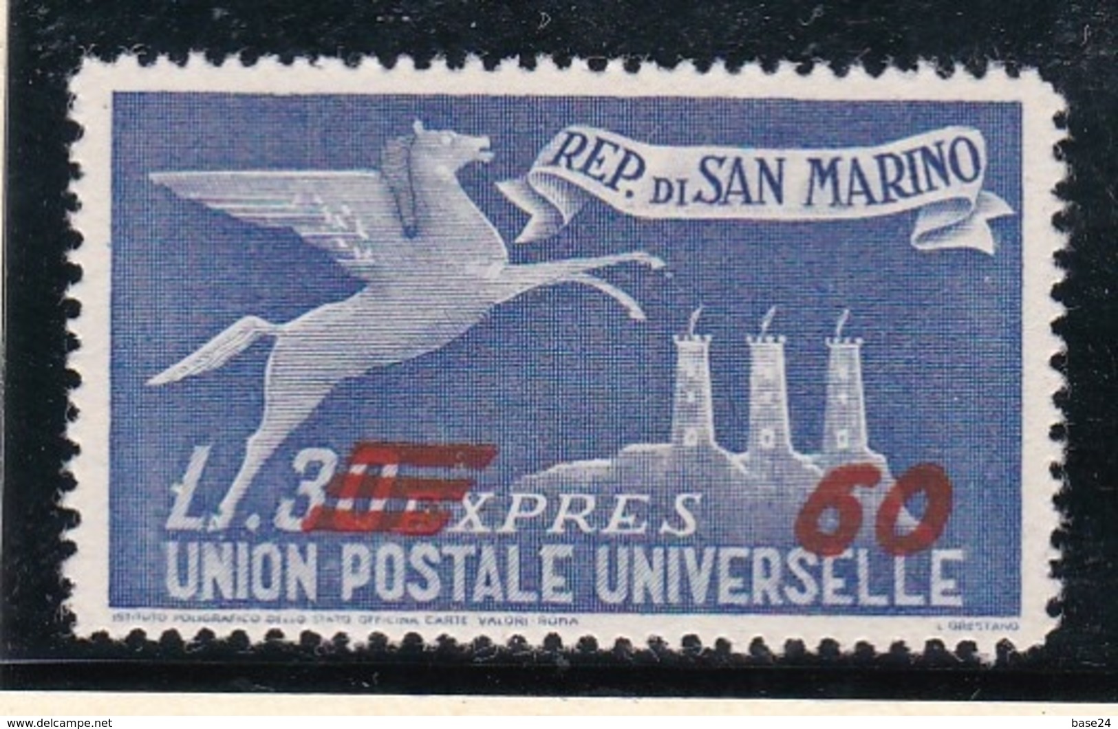 1947 San Marino Saint Marin ESPRESSO SOPRASTAMPATO 60L Su 30L (19) MNH** Express - Exprespost