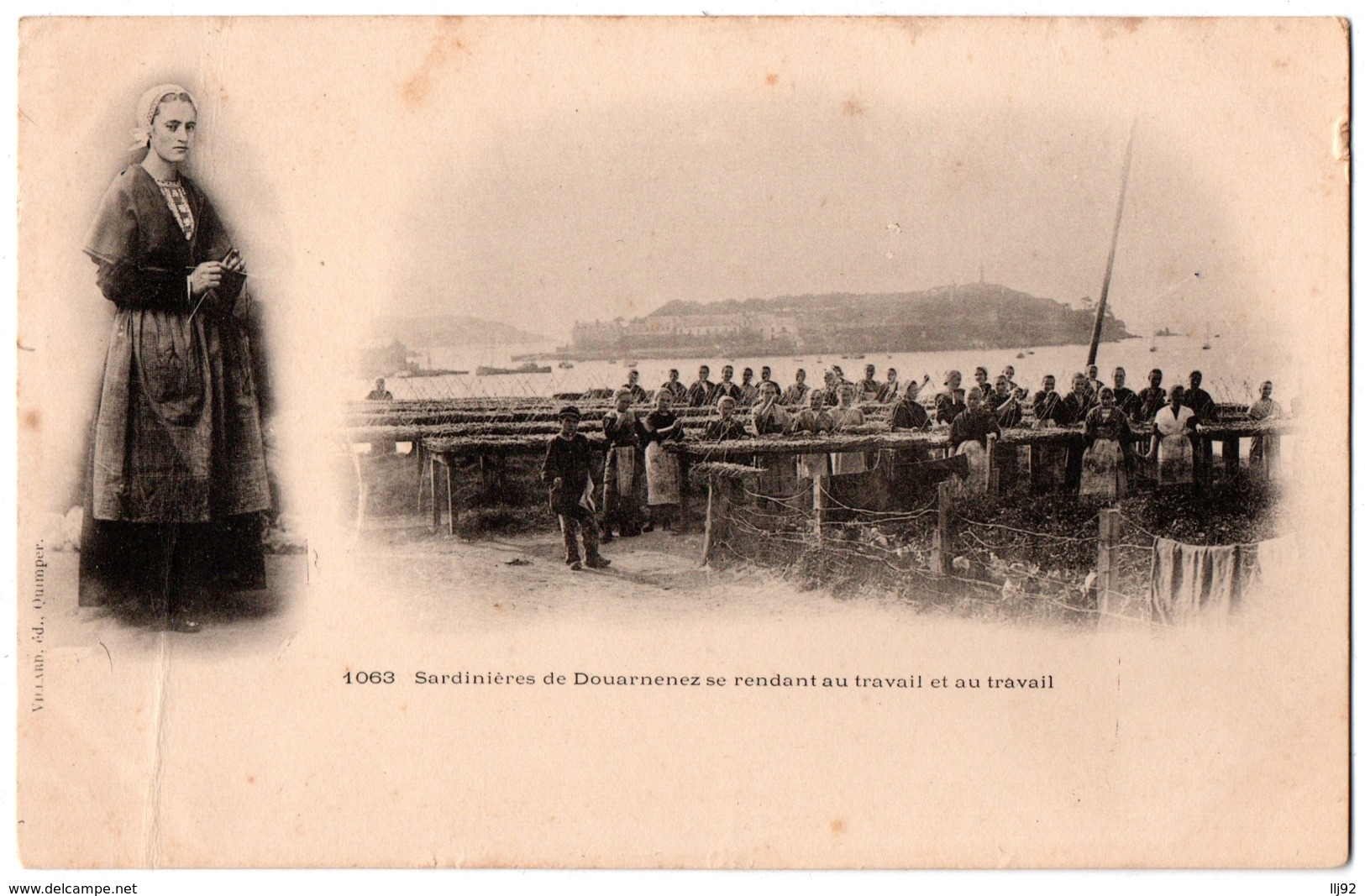CPA 29 - DOUARNENEZ (Finistère) - 1063. Sardinières Se Rendant Au Travail Et Au Travail - Douarnenez