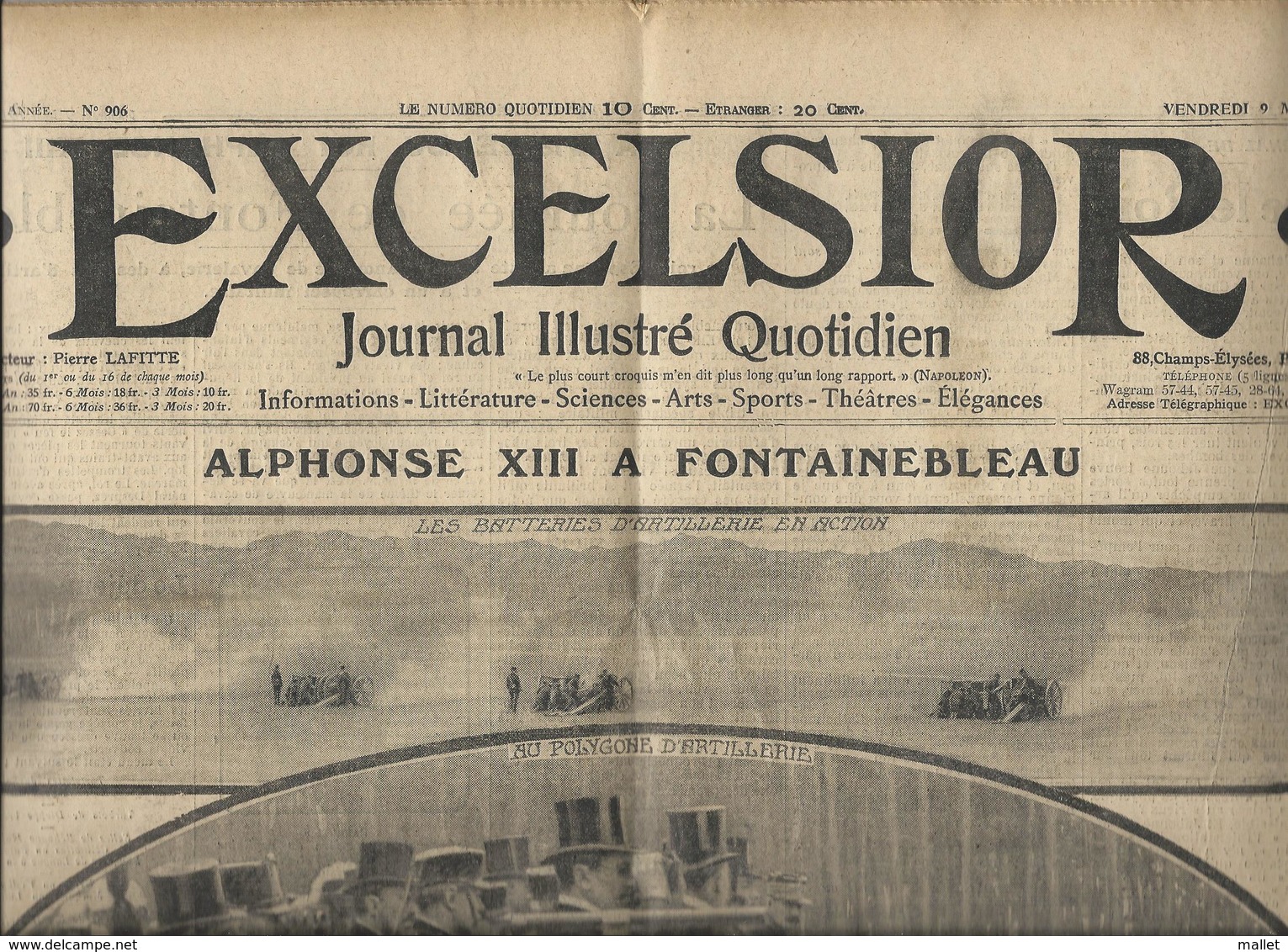 Journal EXCELSIOR Du Vendredi 9 Mai 1913 - Roi Alphonse XIII à Fontainebleau - Autres & Non Classés