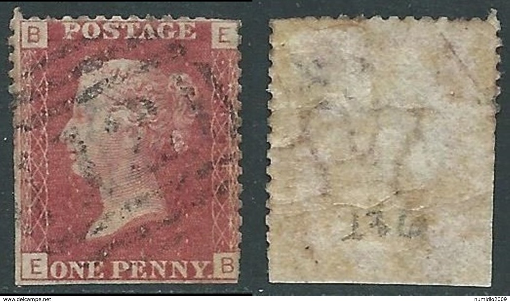 1858-79 GREAT BRITAIN USED SG 43 1d PLATE 135 (BE) DEFECTIVE - F18-7 - Oblitérés