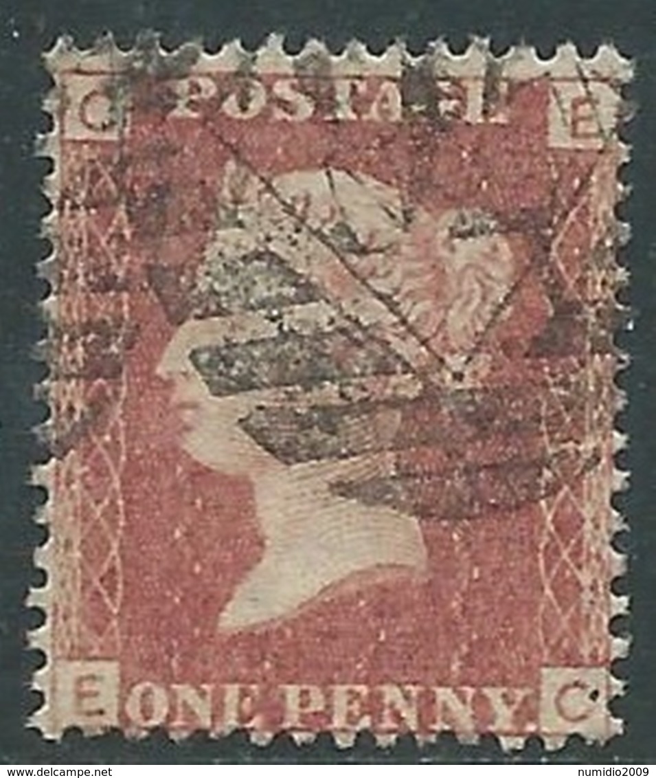 1858-79 GREAT BRITAIN USED SG 43 1d PLATE 156 (CE) - F18-10 - Usati