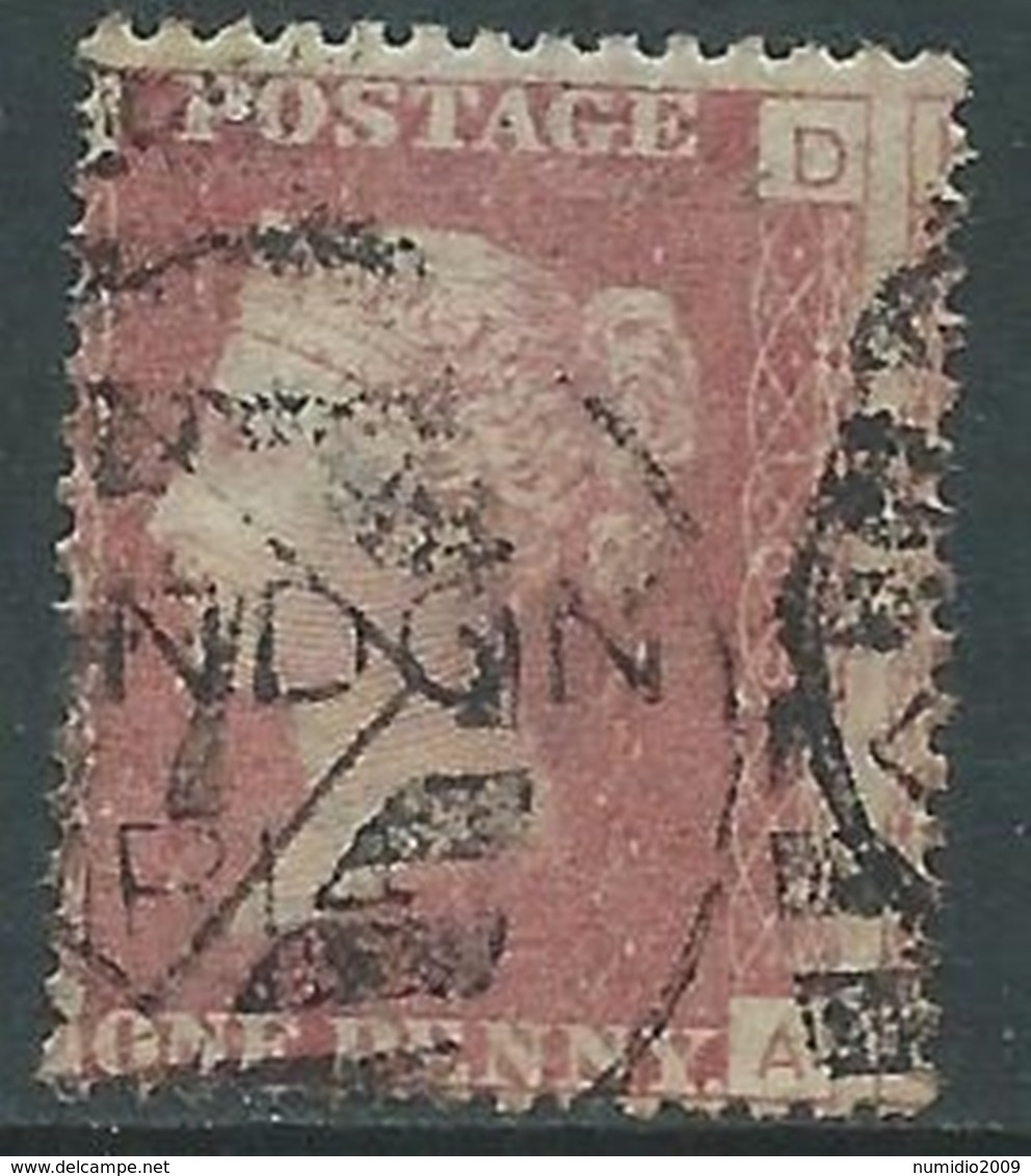 1858-79 GREAT BRITAIN USED SG 43 1d PLATE 163 (AD) VARIETY - F19 - Usati