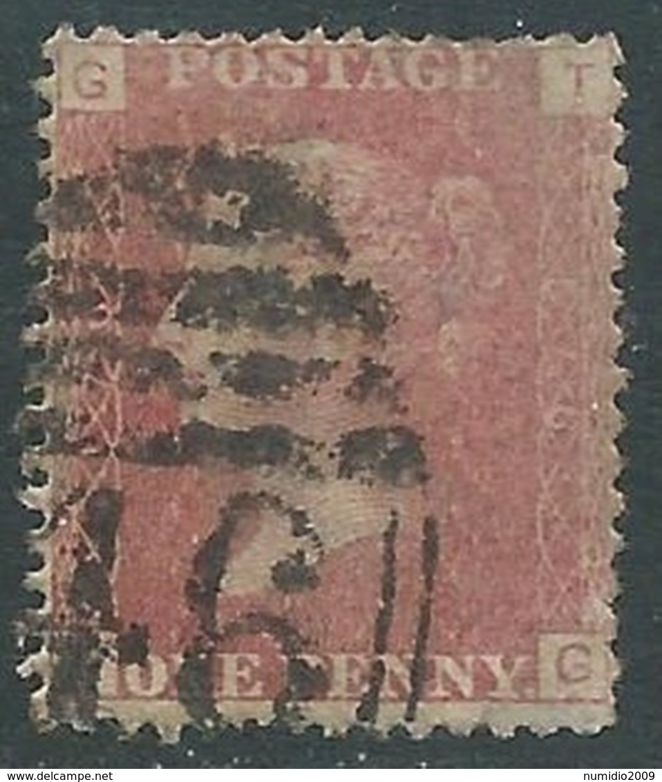 1858-79 GREAT BRITAIN USED SG 43 1d PLATE 176 (GT) - F19-2 - Usati