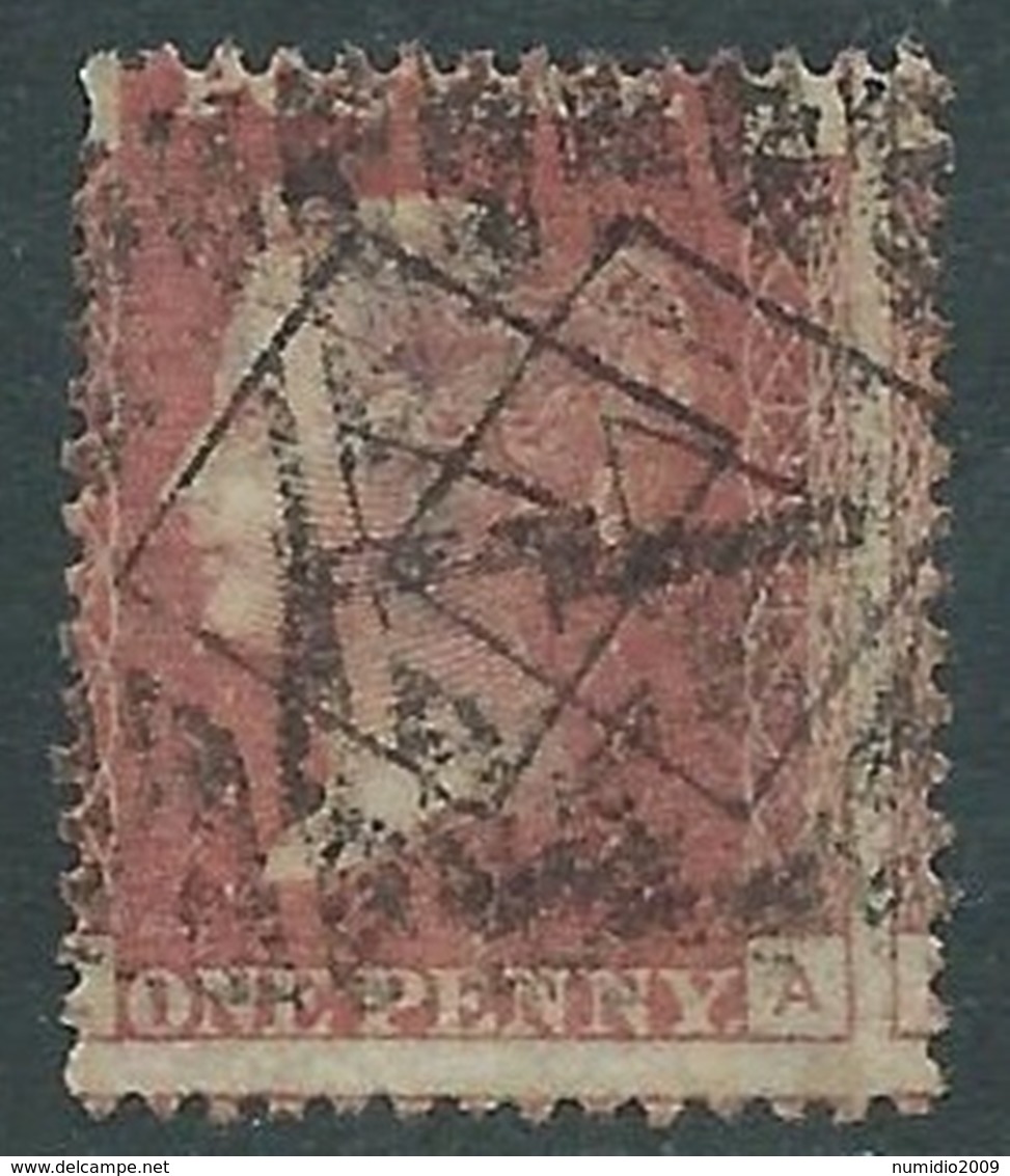 1858-79 GREAT BRITAIN USED SG 43 1d PLATE 194 (A?) VARIETY - F19-5 - Usados