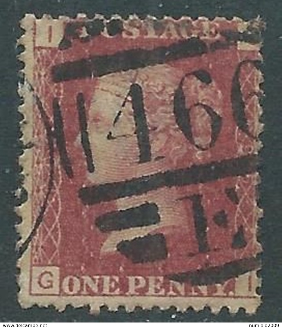 1858-79 GREAT BRITAIN USED SG 43 1d PLATE 195 (IG) - F19-5 - Usati