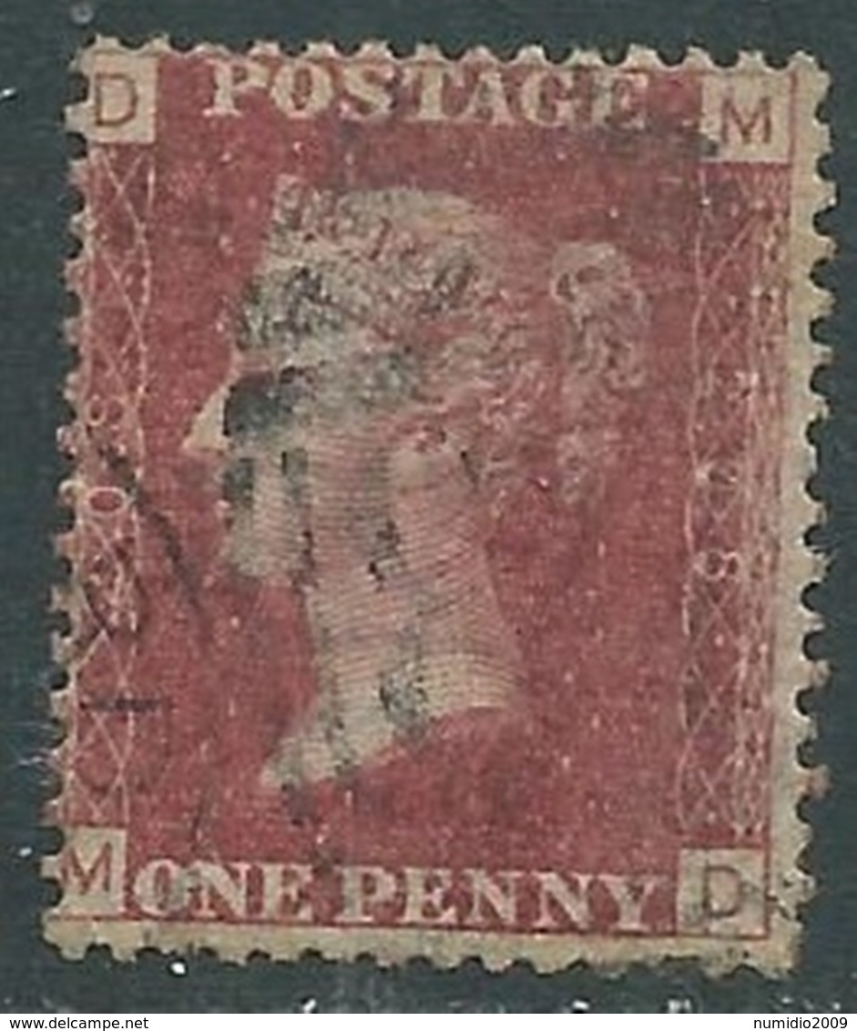 1858-79 GREAT BRITAIN USED SG 43 1d PLATE 208 (DM) - F19-6 - Usati