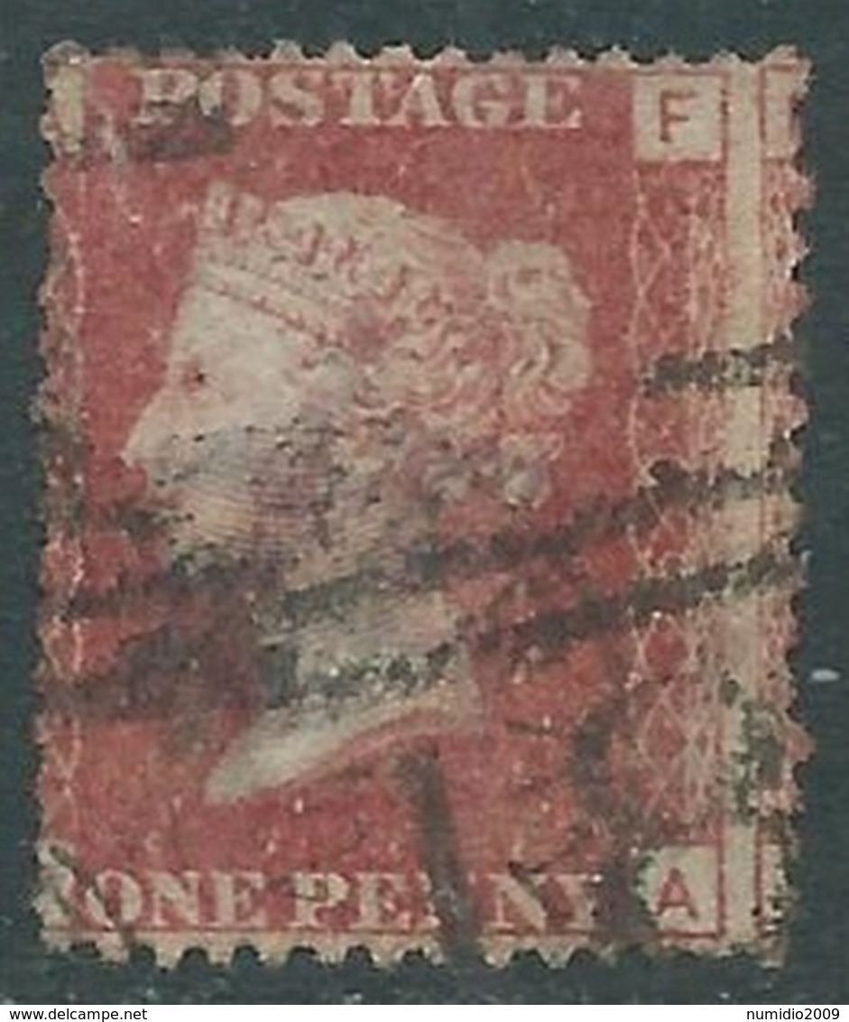 1858-79 GREAT BRITAIN USED SG 43 1d PLATE 209 (AF) VARIETY -F19-6 - Usati