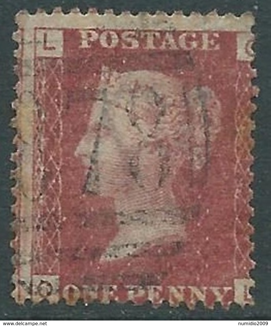 1858-79 GREAT BRITAIN USED SG 43 1d PLATE 212 (LO) - F19-6 - Usati