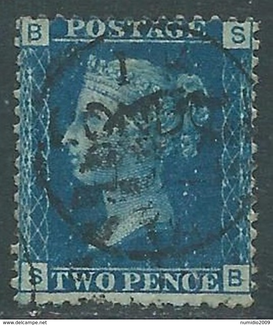 1858-79 GREAT BRITAIN USED SG 47 2d PLATE 13 (BS) - F19-8 - Oblitérés