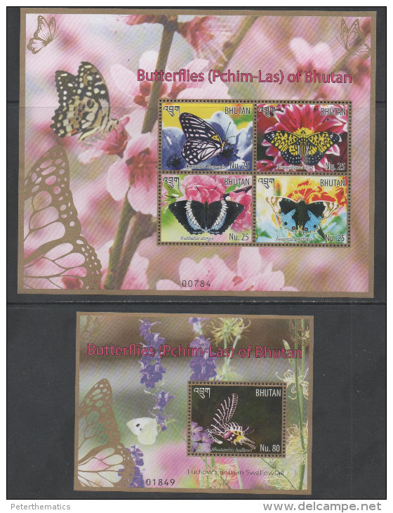 BHUTAN , 2014, MNH, BUTTERFLIES, SHEETLET+ S/SHEET - Papillons