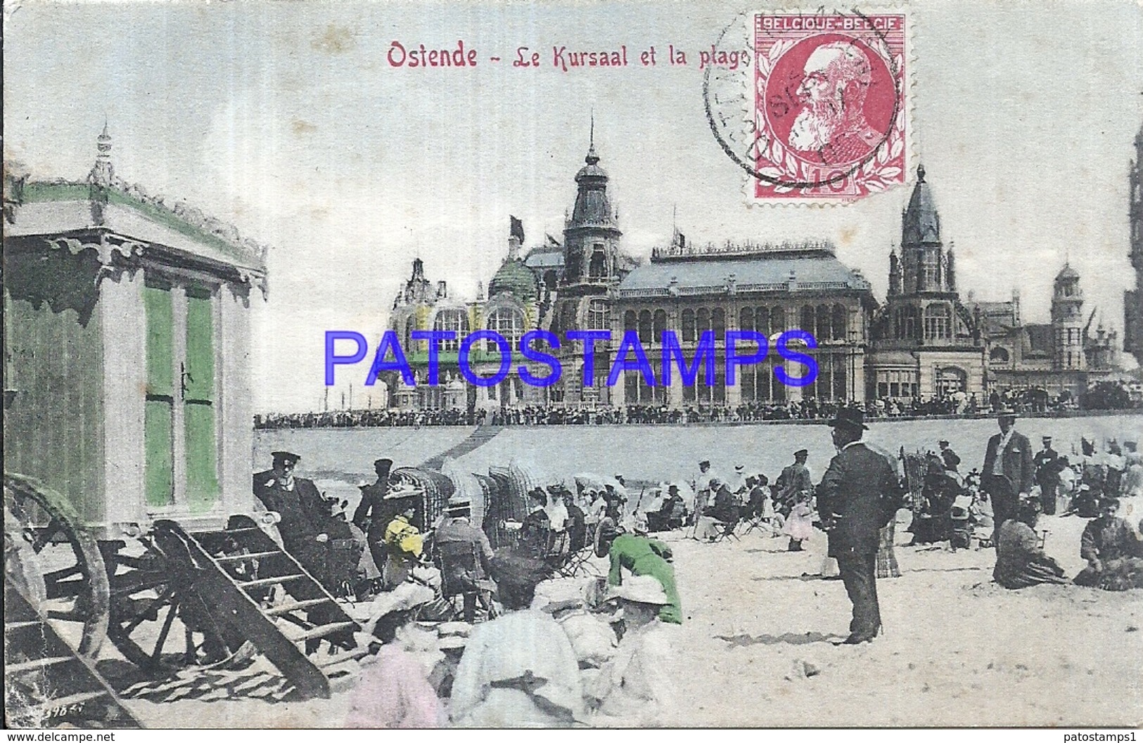 106971 BELGIUM OSTENDE KURSAAL & THE BEACH YEAR 1906 CIRCULATED TO COLOMBIA POSTAL POSTCARD - Andere & Zonder Classificatie