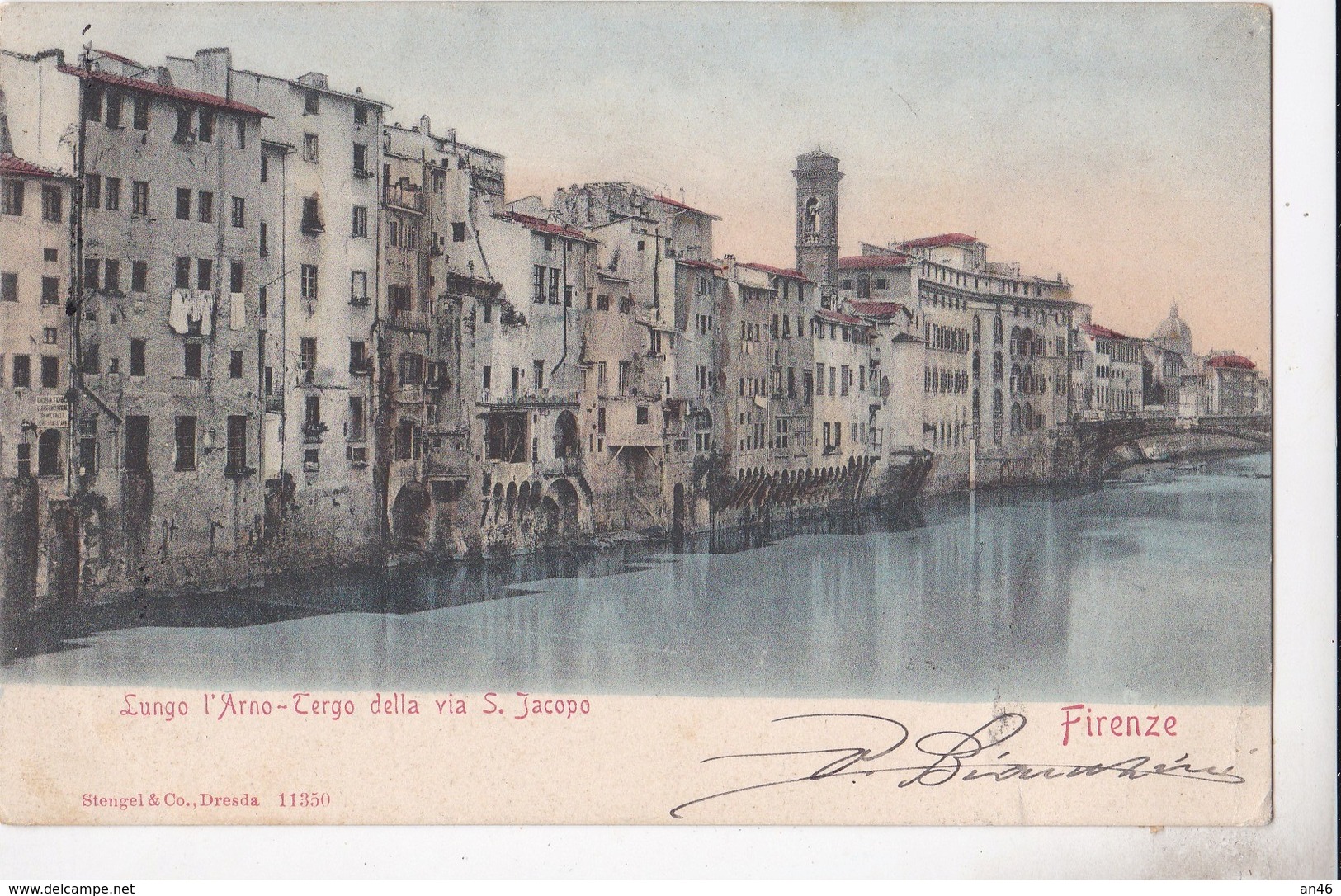 FIRENZE LUNGO ARNO TERGO DELLA VIA S. JACOPO VG AUTENTICA 100% - Firenze