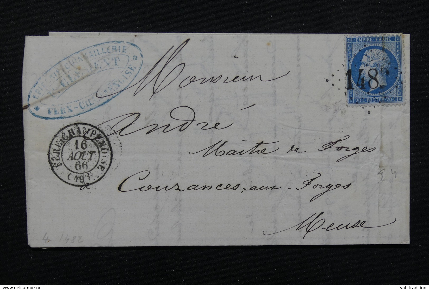 FRANCE - Lettre De Fère - Champenoise Pour Cousances Aux Forges En 1866 , Affranchissement Napoléon , GC 1482 - L 21857 - 1849-1876: Klassik