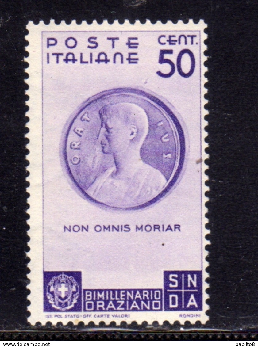 ITALIA REGNO ITALY KINGDOM 1936 ORAZIO BIMILLENARIO CENT. 50c MNH - Luftpost