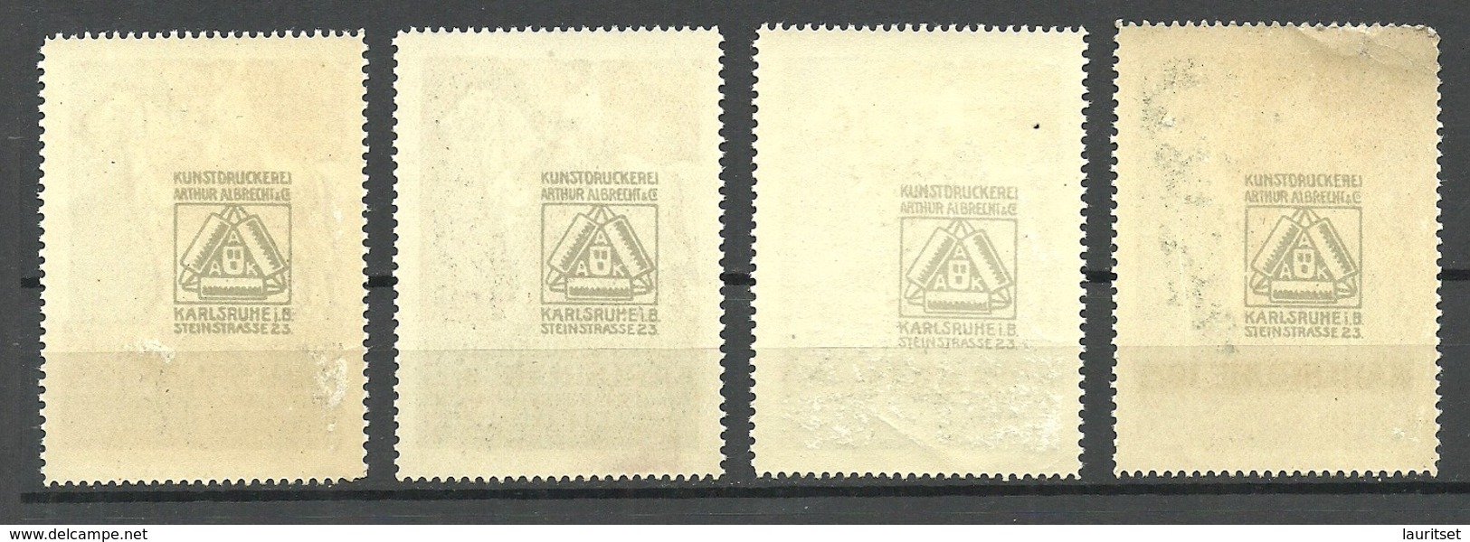 GERMANY 1915 Badische Jubiläums-Ausstellung Karlsruhe Industrie Kunst Handwerk Advertising Stamps Werbemarken MNH - Vignetten (Erinnophilie)