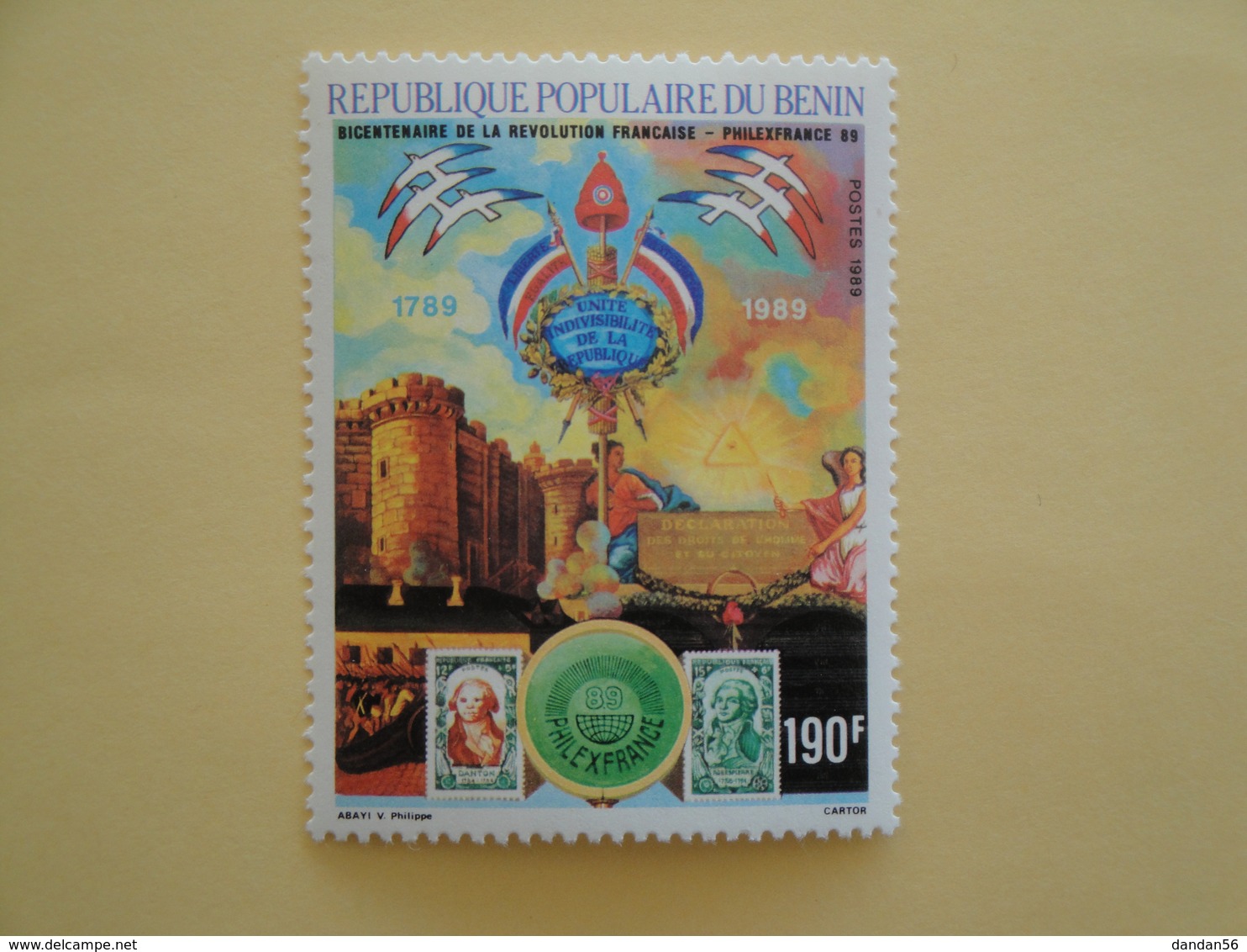 1989 Bénin Yv 674 ** MNH Révolution Française   Cote 3.00 € Michel 484  Scott 662   Philexfrance 89 - Bénin – Dahomey (1960-...)