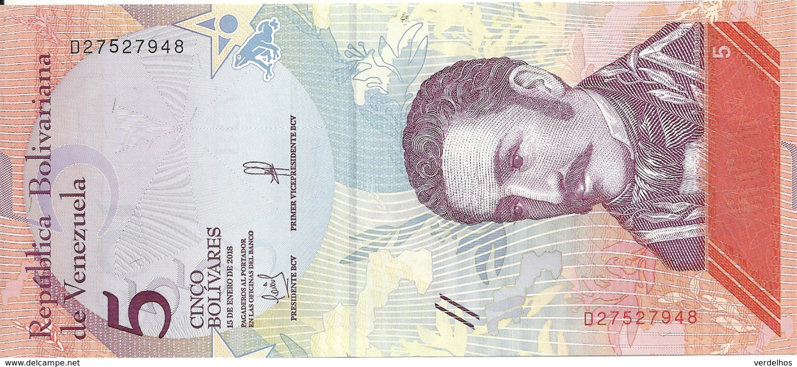 VENEZUELA 5 BOLIVARES 2018 UNC P New - Venezuela