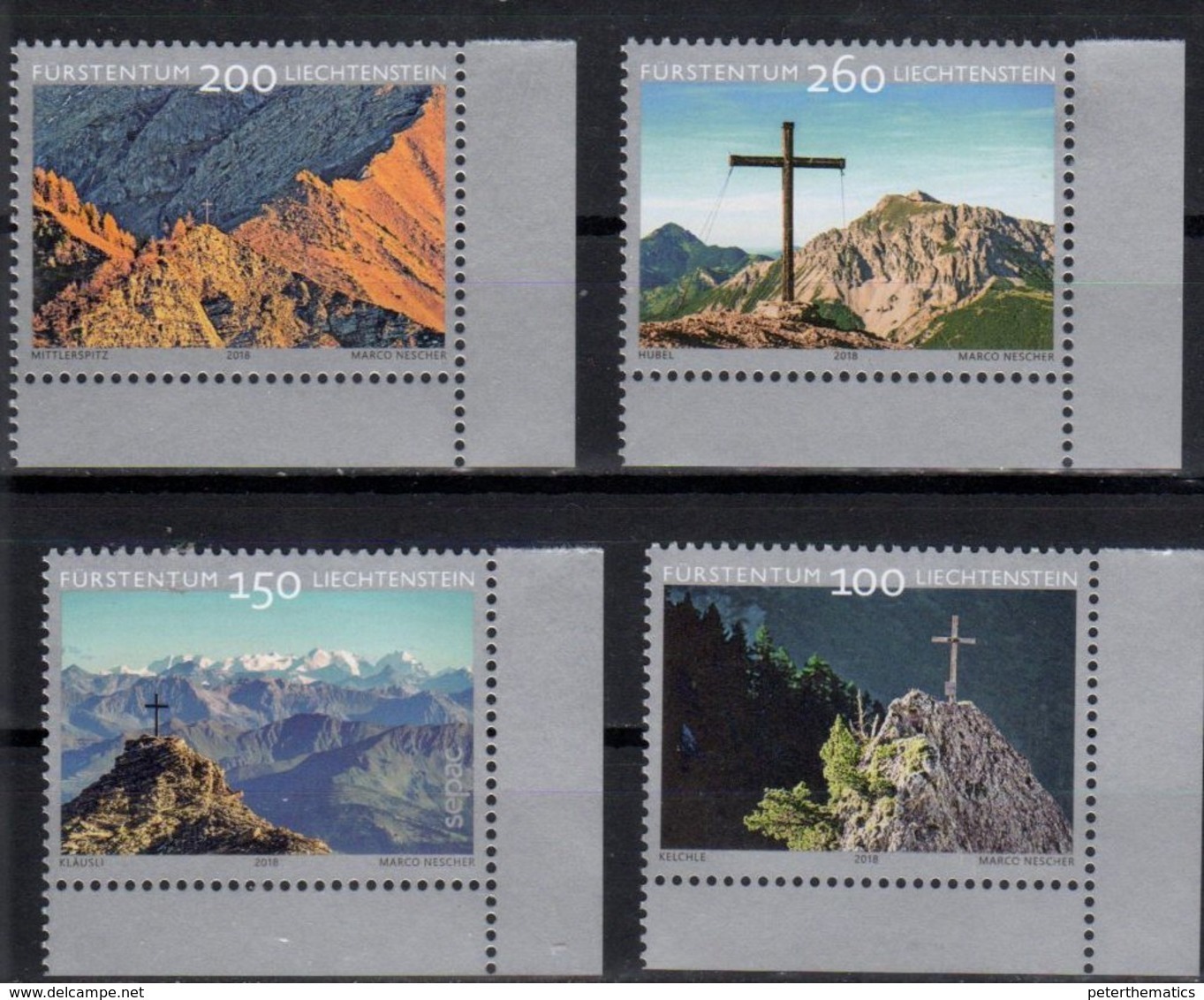 LIECHTENSTEIN ,2018,MNH, SUMMIT CROSSES, MOUNTAINS,4v - Other & Unclassified