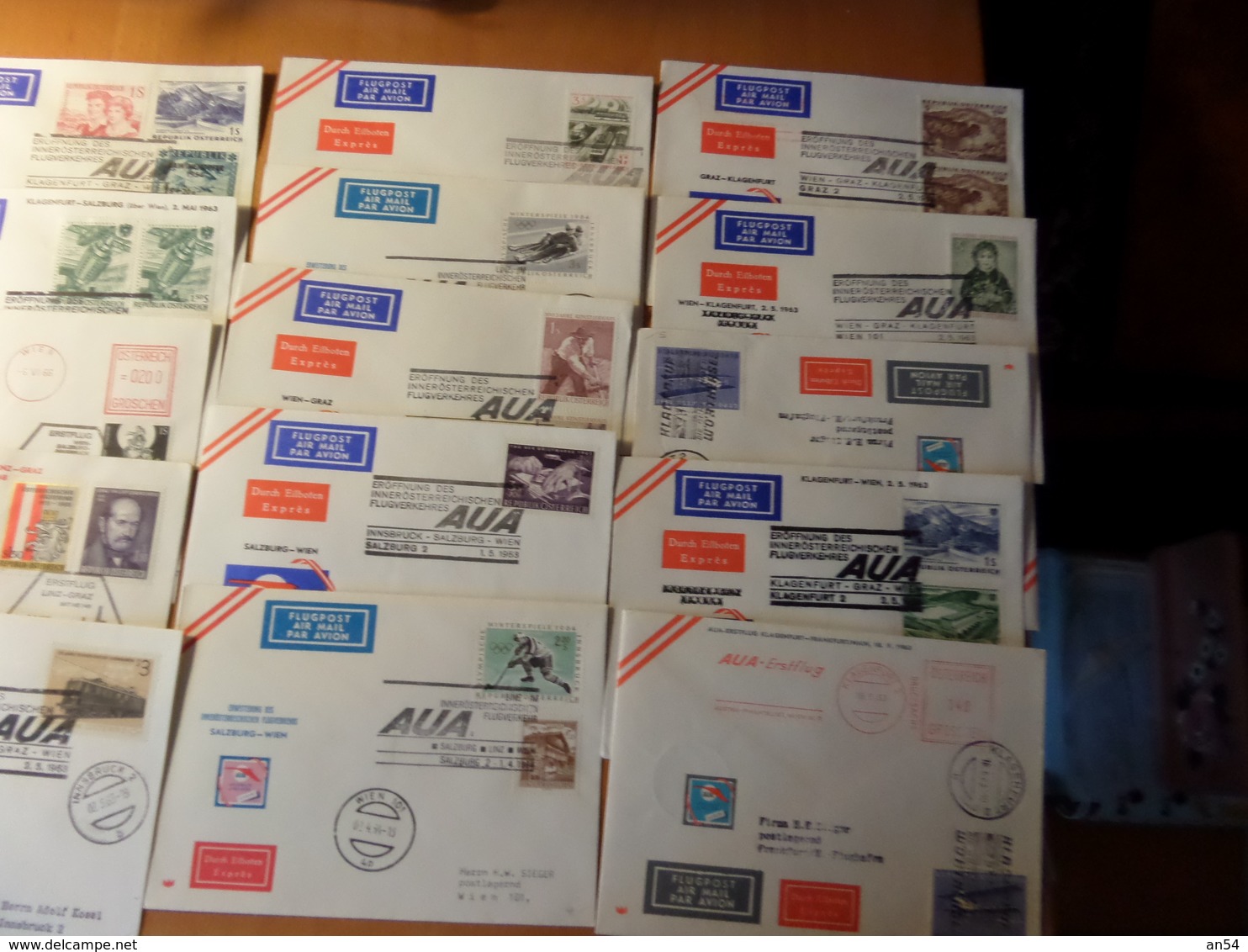 LOT   FDC PAR AVION  COMPAGNIE AUSTRIAN AIRLINES  100 PIECES  TRES GROSSE COTE - Lots & Kiloware (mixtures) - Max. 999 Stamps