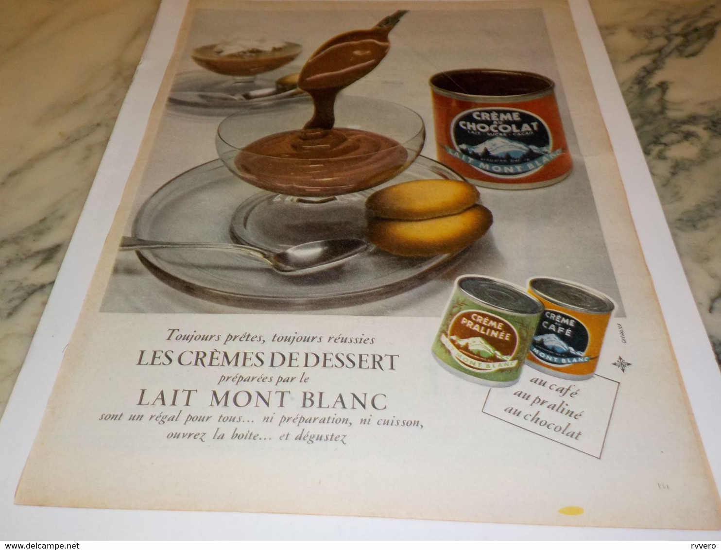 ANCIENNE PUBLICITE CREMES DE DESSERT  LAIT MONT BLANC 1955 - Affiches