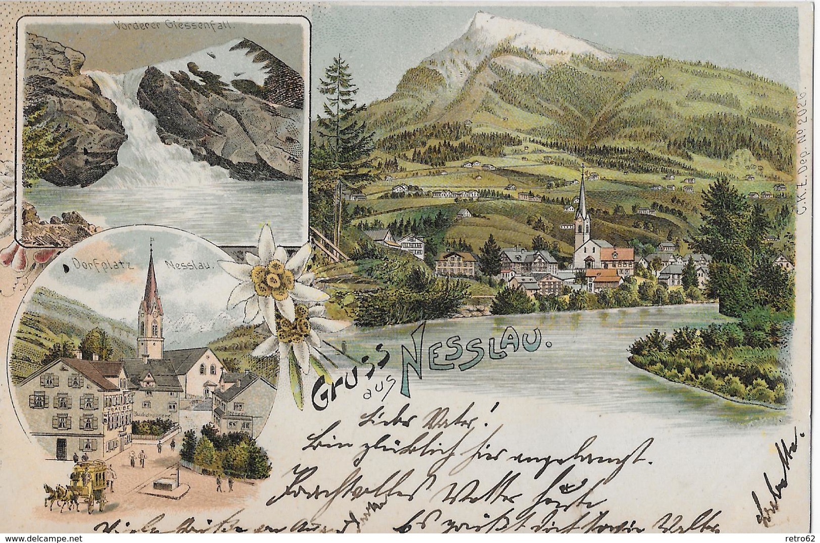 GRUSS AUS NESSLAU → Sehr Schöne Mehrbild-Lithokarte Anno 1899 - Nesslau