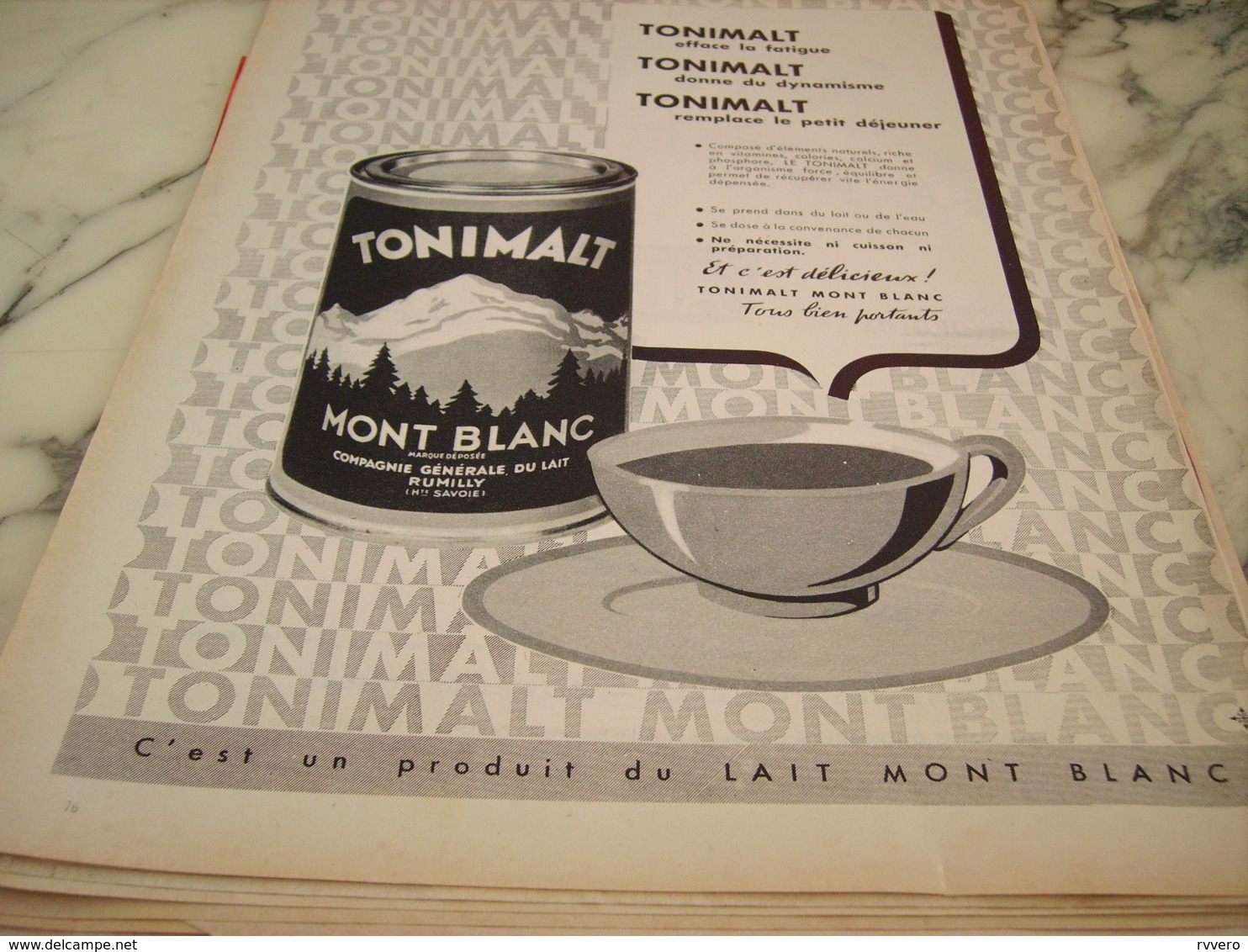 ANCIENNE PUBLICITE TONIMALT  LAIT MONT BLANC 1955 - Affiches