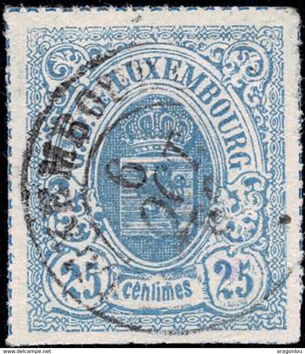 1865 Armoires De L'Etat 25c Ultramarin, Cachet Luxembourg, Michel 2019: 20b, Valeur Catalogue:14€ - 1859-1880 Armoiries