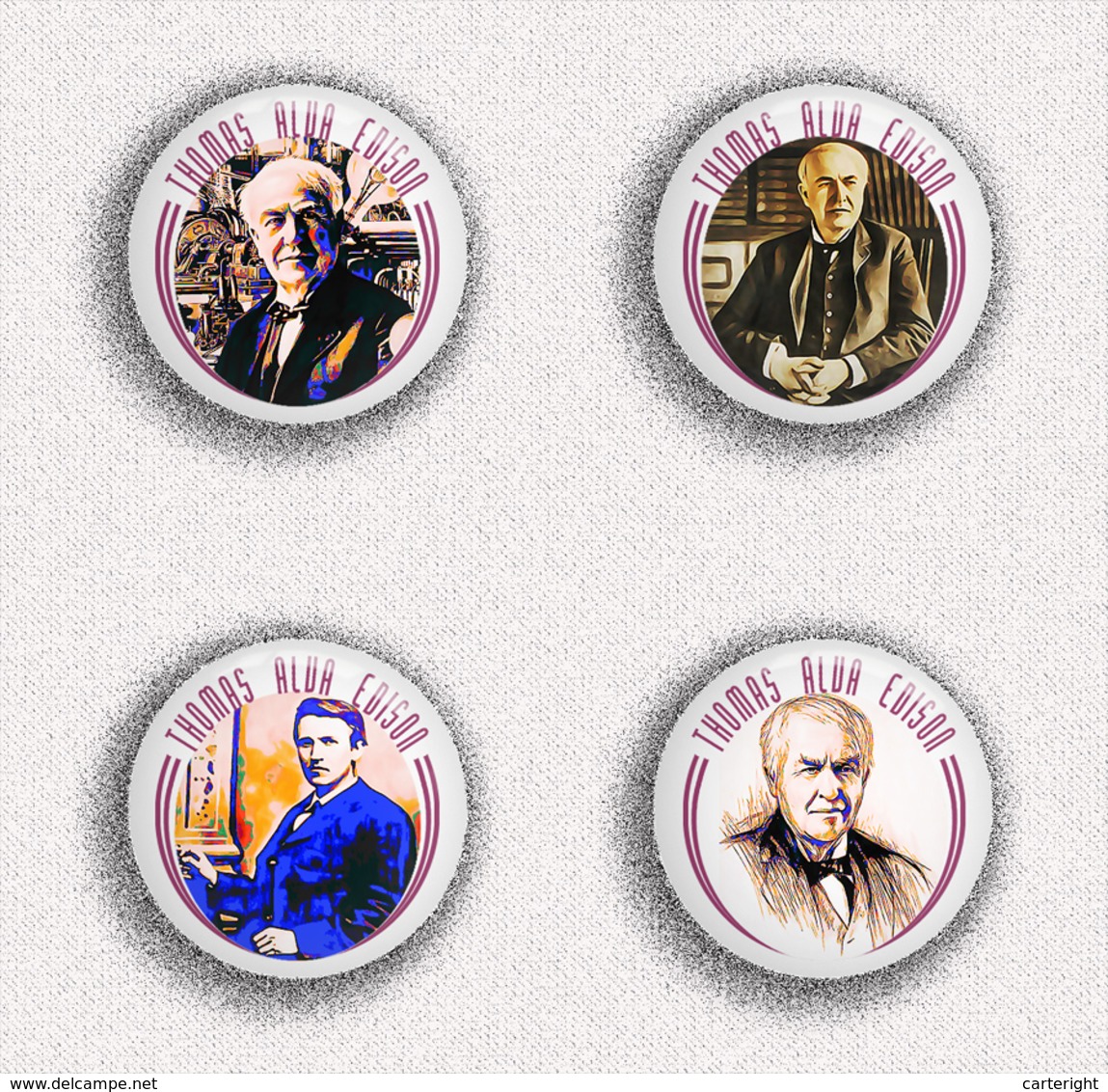 35 X Thomas Alva Edison BADGE BUTTON PIN SET 1 (1inch/25mm Diameter) - Celebrities