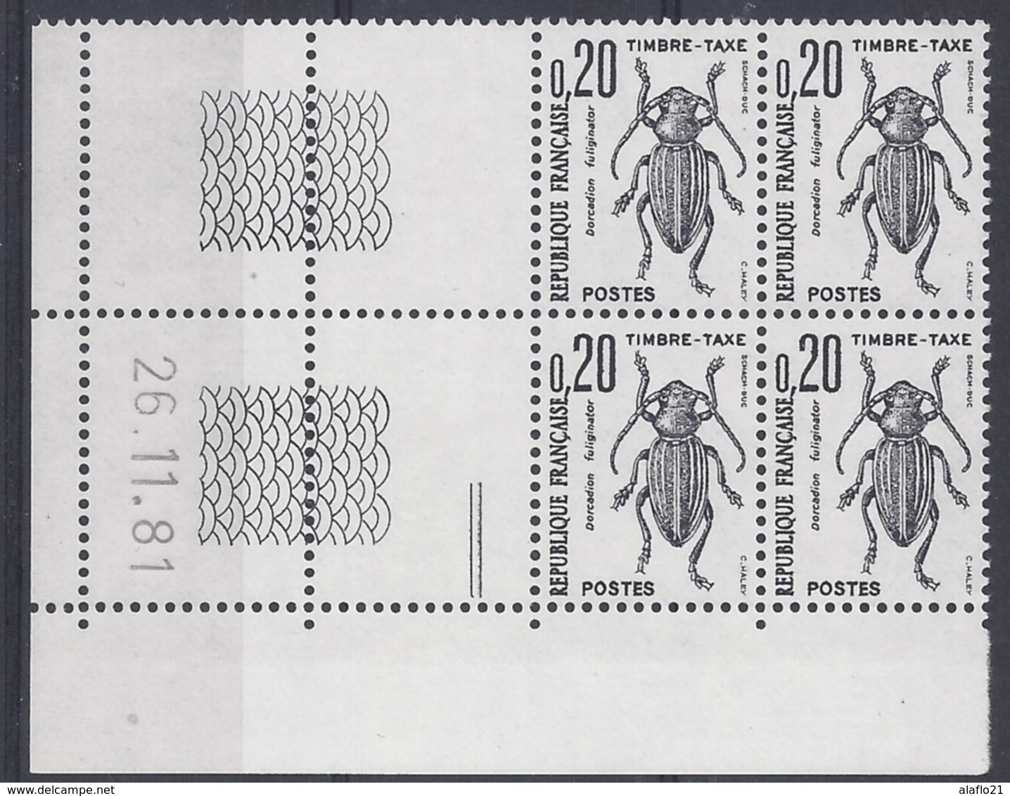 TAXE N° 104 - Bloc De 4 COIN DATE - NEUF SANS CHARNIERE - 26/11/81 - Portomarken