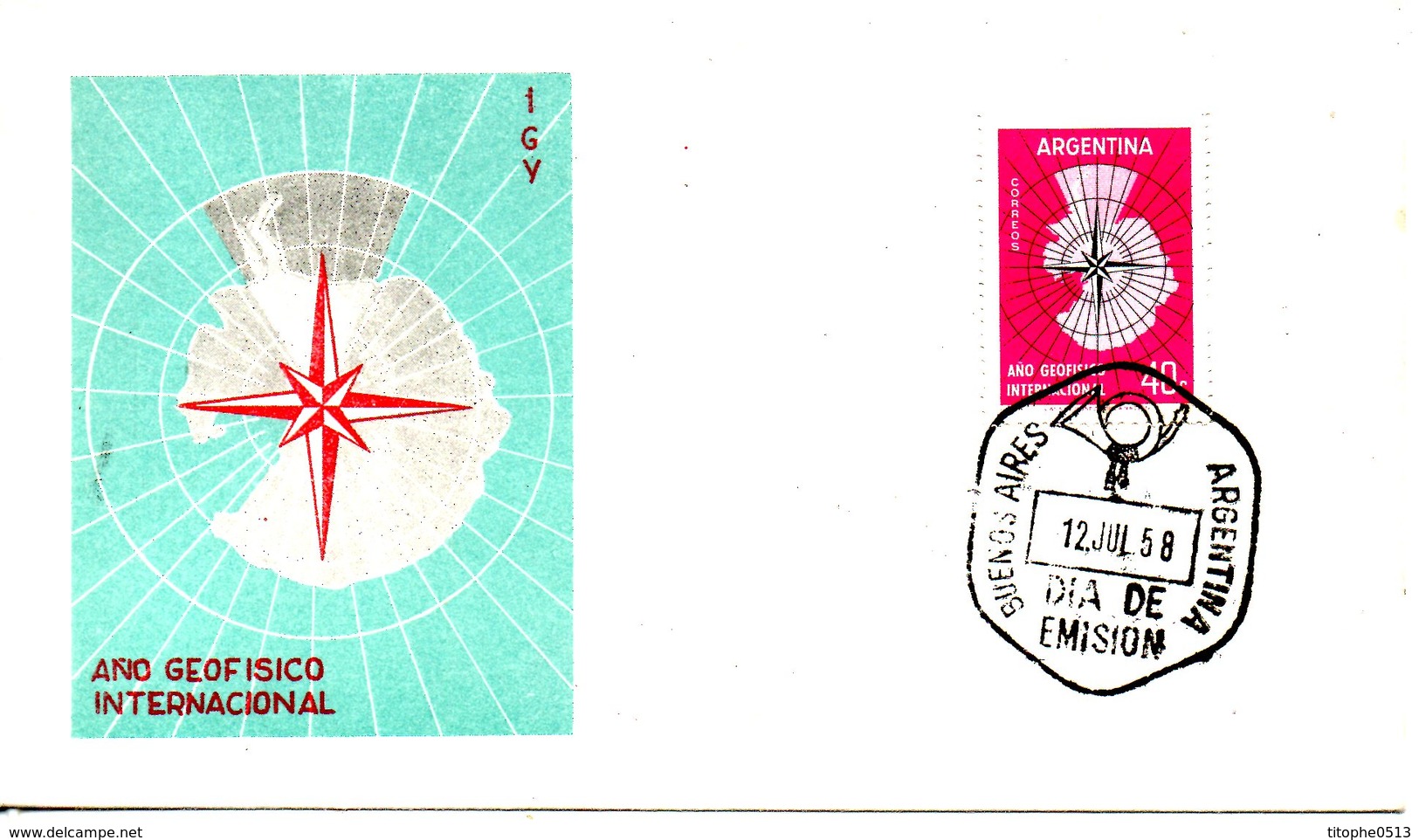 ARGENTINE. N°591 De 1958 Sur Enveloppe 1er Jour. Année Géophysique Internationale. - Année Géophysique Internationale