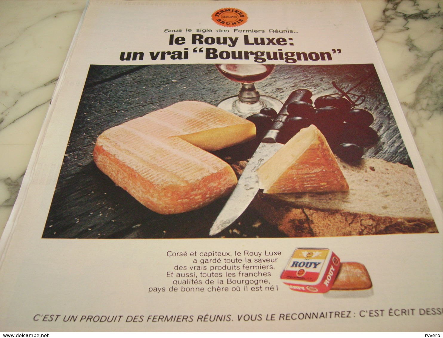 ANCIENNE PUBLICITE FROMAGE UN VRAI BOURGUIGNON LE ROUY LUXE 1968 - Affiches