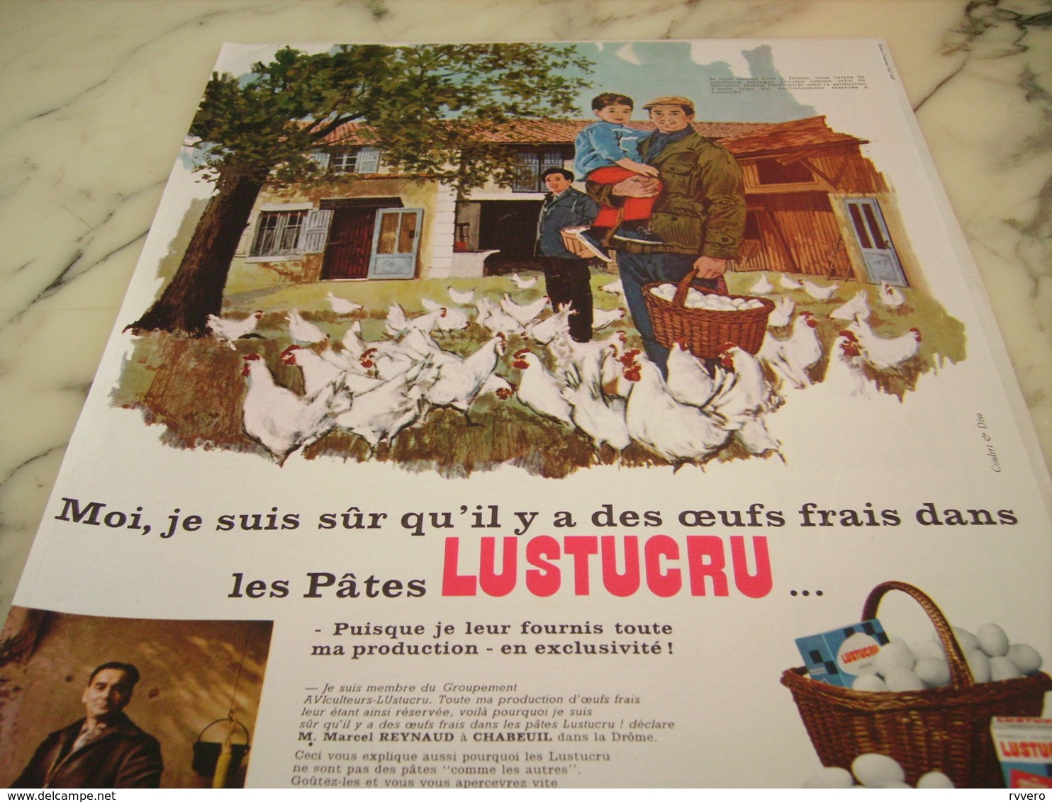 ANCIENNE PUBLICITE PATE ALIMENTAIRE OEUFS FRAIS LUSTUCRU 1968 - Affiches