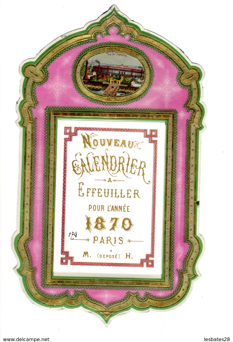 ALMANACH-CALENDRIER  CHROMOS 1870  EFFEUILLER  Médaillon  Chromo  Style  Second Emprire Napoléon III Dorure Or - Formato Grande : ...-1900