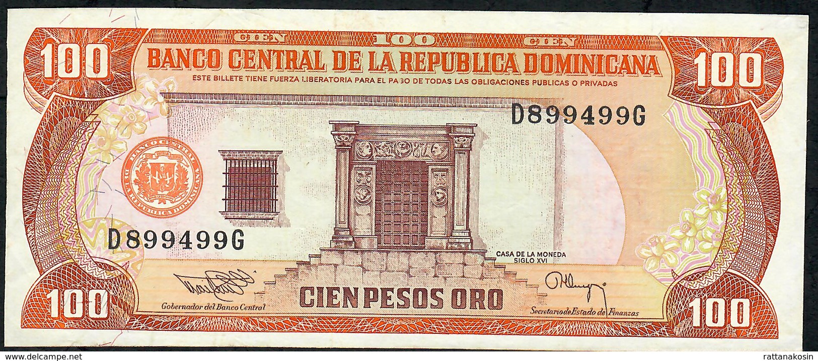 DOMINICAN REPUBLIC P136b 100 PESOS ORO 1994 #D/G      AUNC - Dominicaanse Republiek