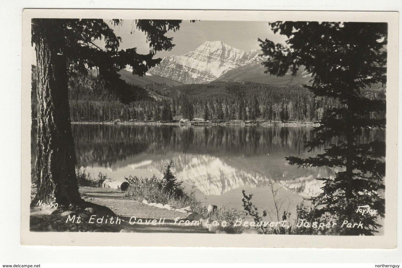 JASPER PARK, Alberta, Canada, Mt. Edith Cavell From Lac  Beauvert, The Rockies, Old Taylor RPPC - Jasper